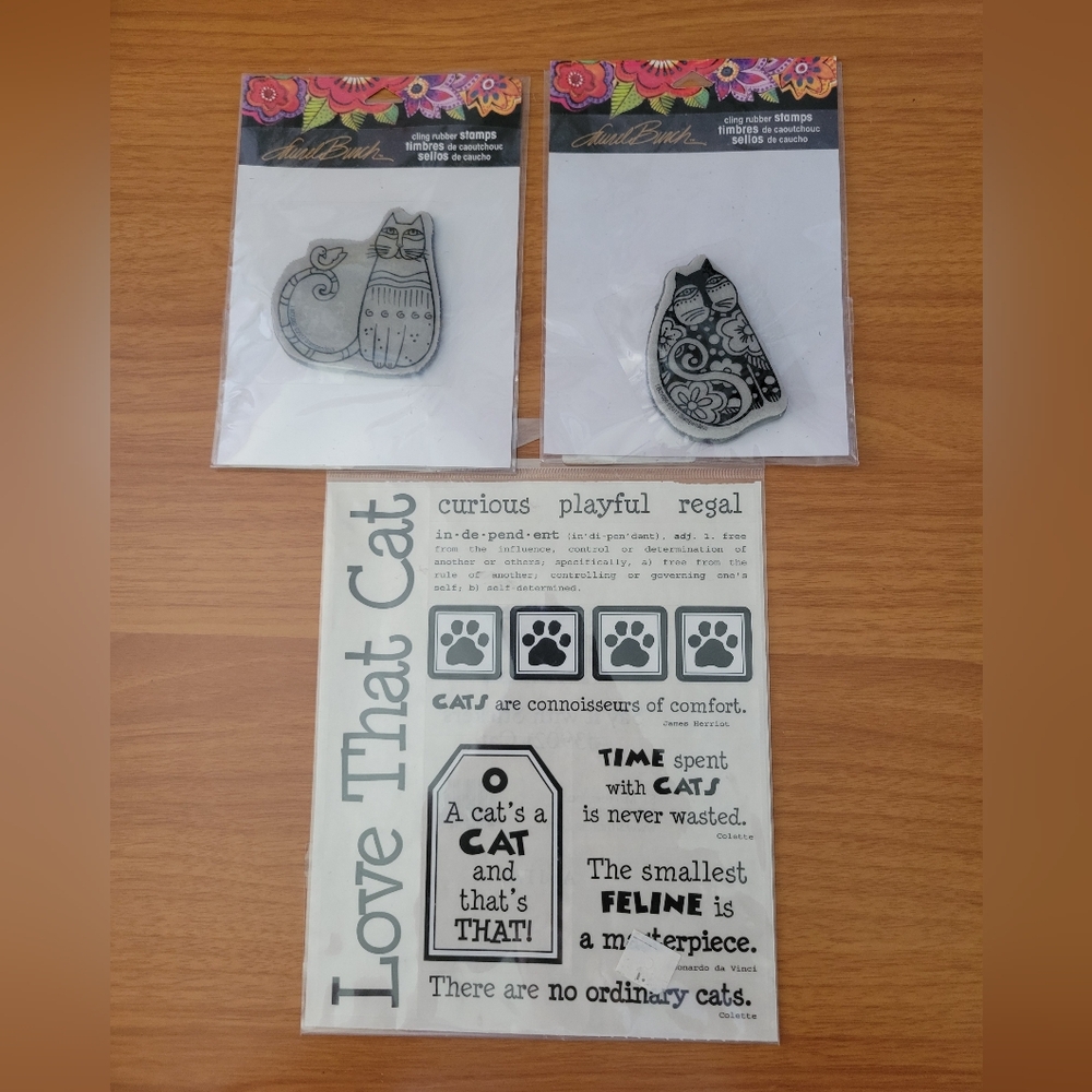 2 Art Cat Stamps and 1 Sheet Cat Stickers